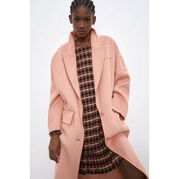 Zara Bloggers Fav Oversized Double Button Long Coat Tangerine XL NWT - Picture 8 of 13